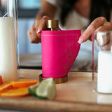 Blush Bubbles Cocktail Napkins Gold Border